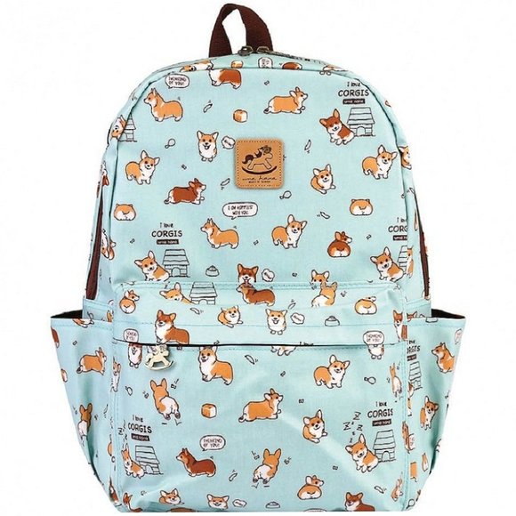 Uma Hana Handbags - Waterproof Corgi Large Backpack for School Travel